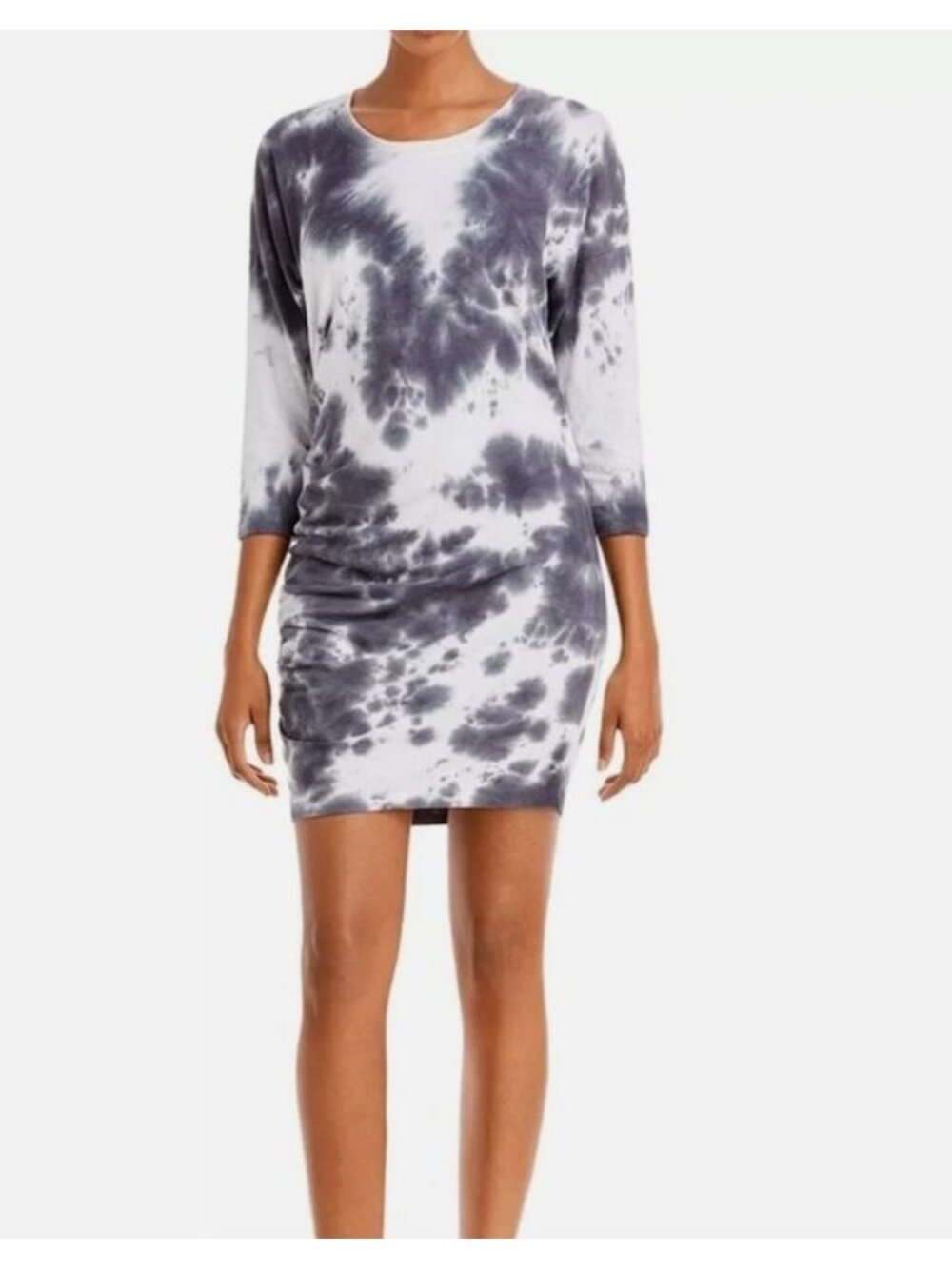 Sundry 3/4 Sleeve Side Shirred Dress Women's Size 1 Small Charcoal Tie Dye NWT!